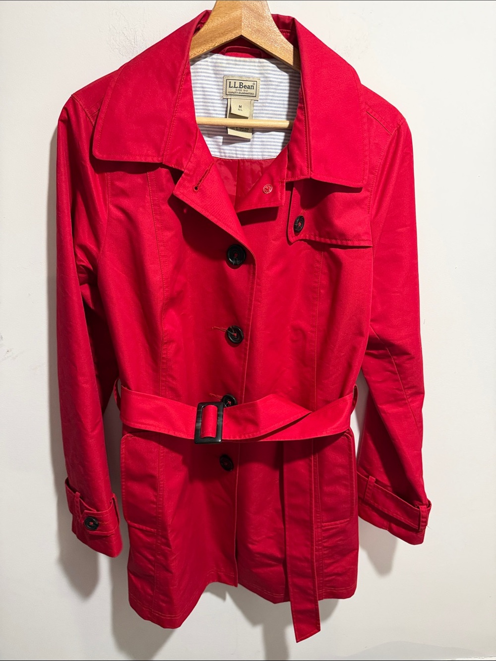 L.L. Bean Women's Red Belted Trench Coat Size Medium